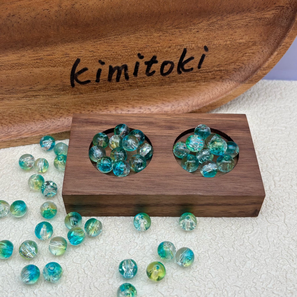 8mm | アクアブルー x ミントグリーンクラックビーズ