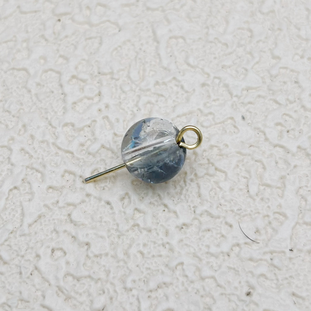 8mm | グレー x クリアクラックビーズ