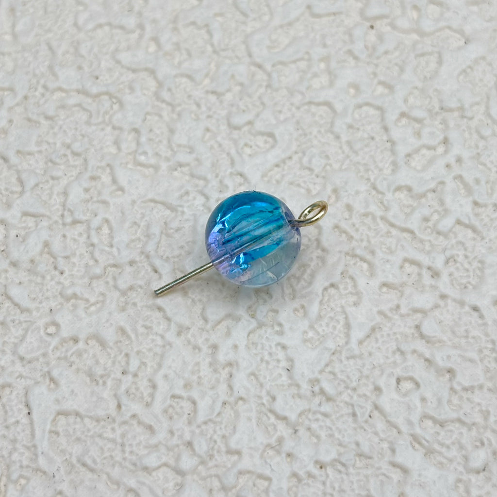 8mm | アクアブルー x ラベンダークリアクラックビーズ