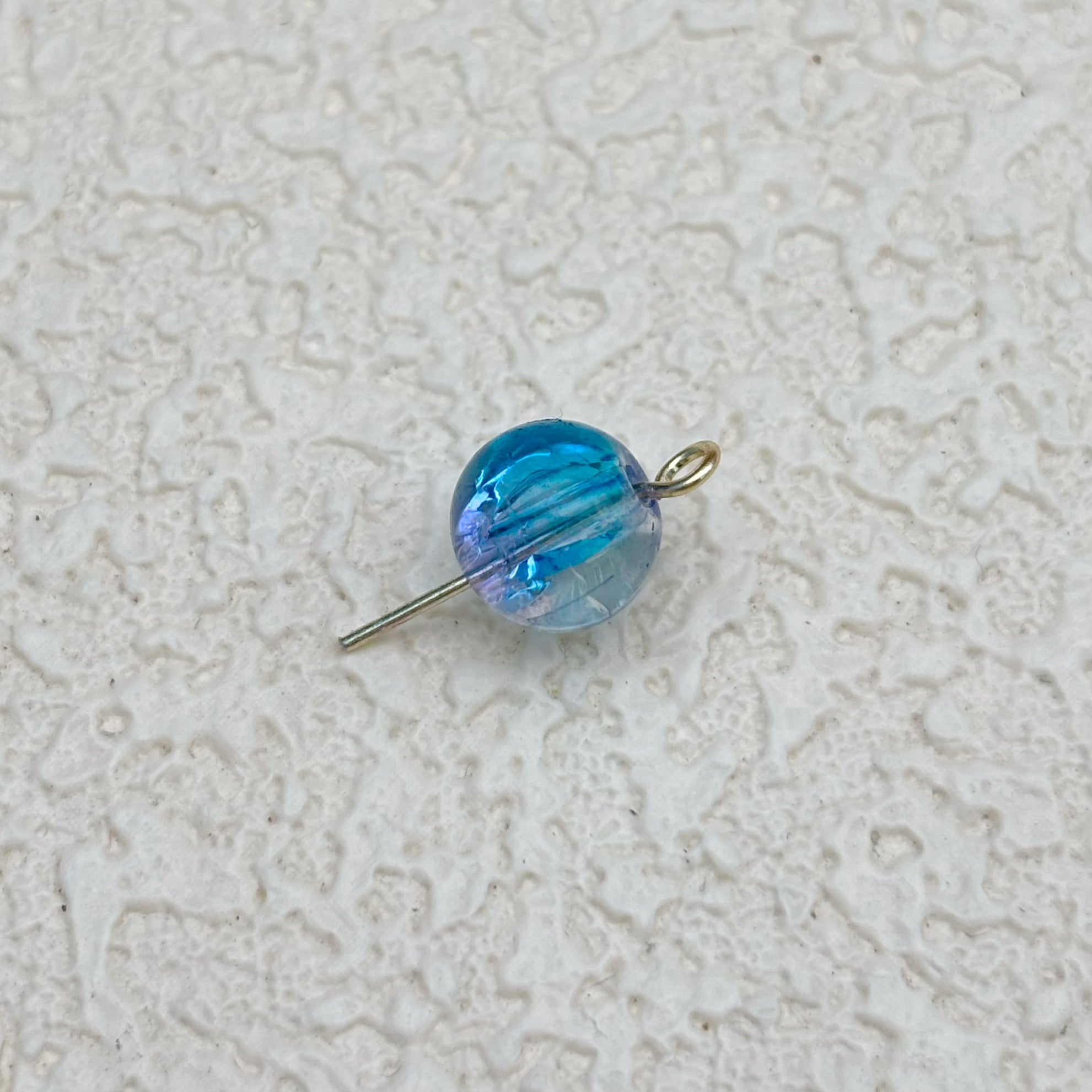 8mm | アクアブルー x ラベンダークリアクラックビーズ