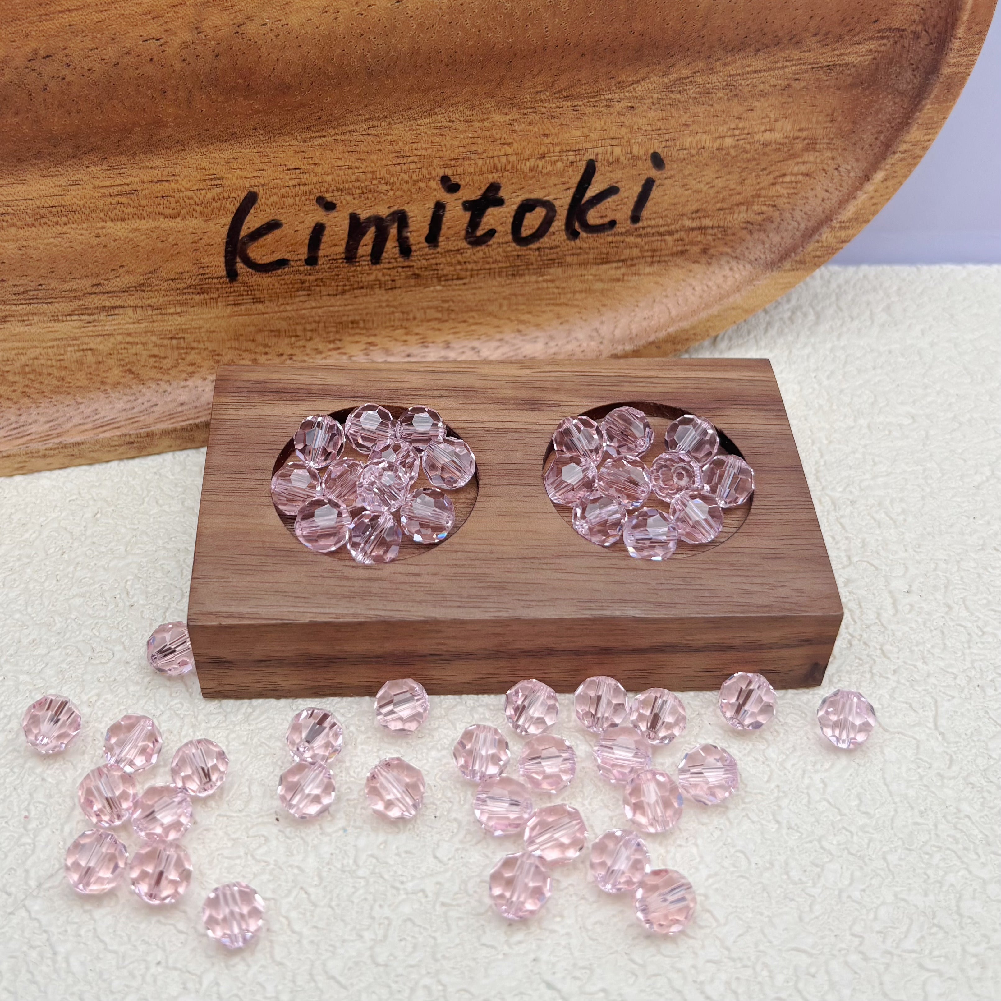 8mm | ピンクスワロ風クリスタルガラスビーズ