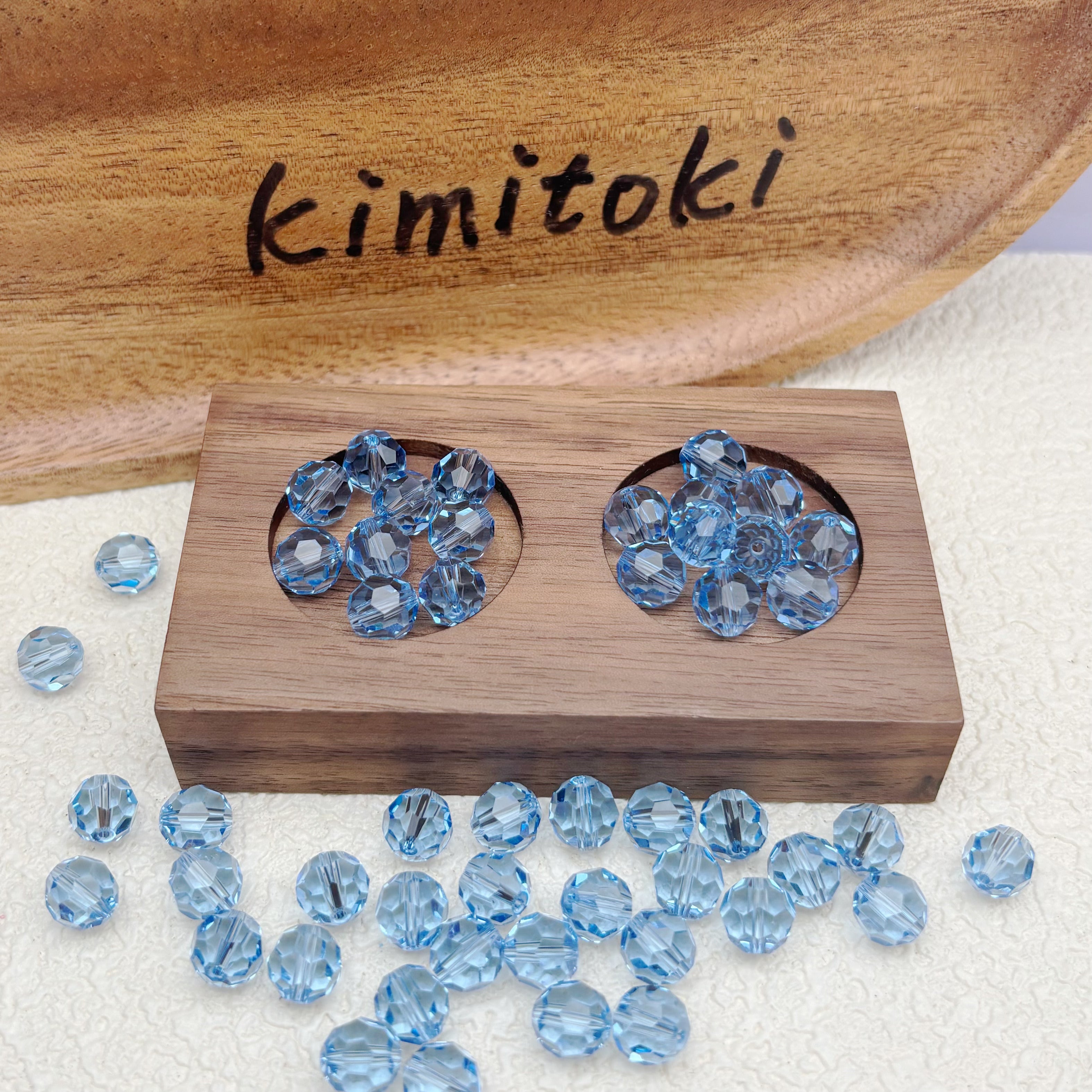8mm | スカイブルースワロ風クリスタルガラスビーズ