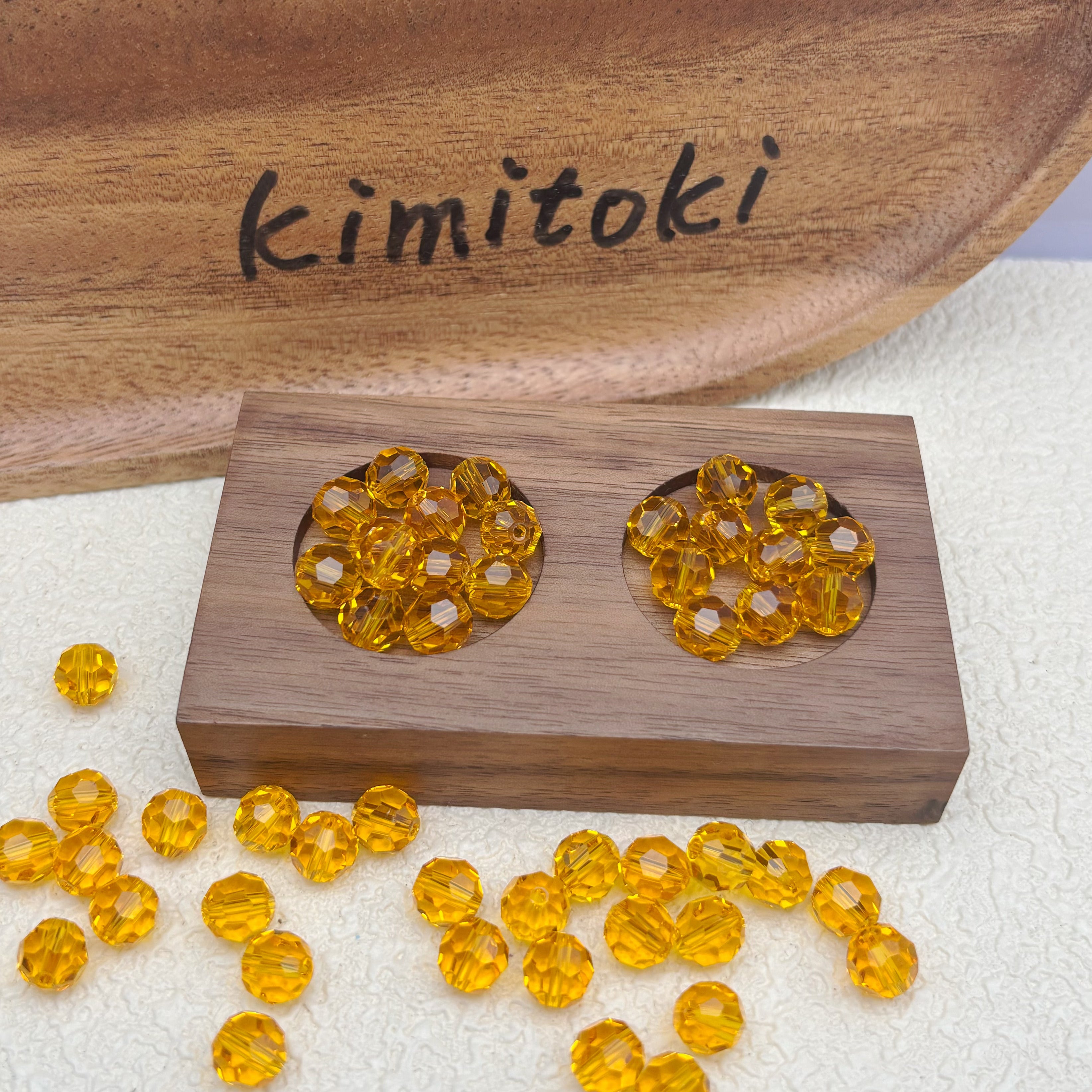 8mm | オレンジスワロ風クリスタルガラスビーズ