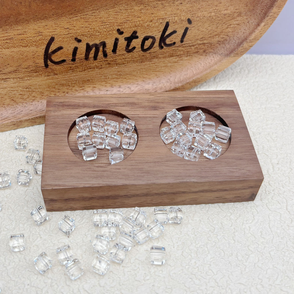 6mm | クリアスワロ風クリスタルガラスキューブビーズ