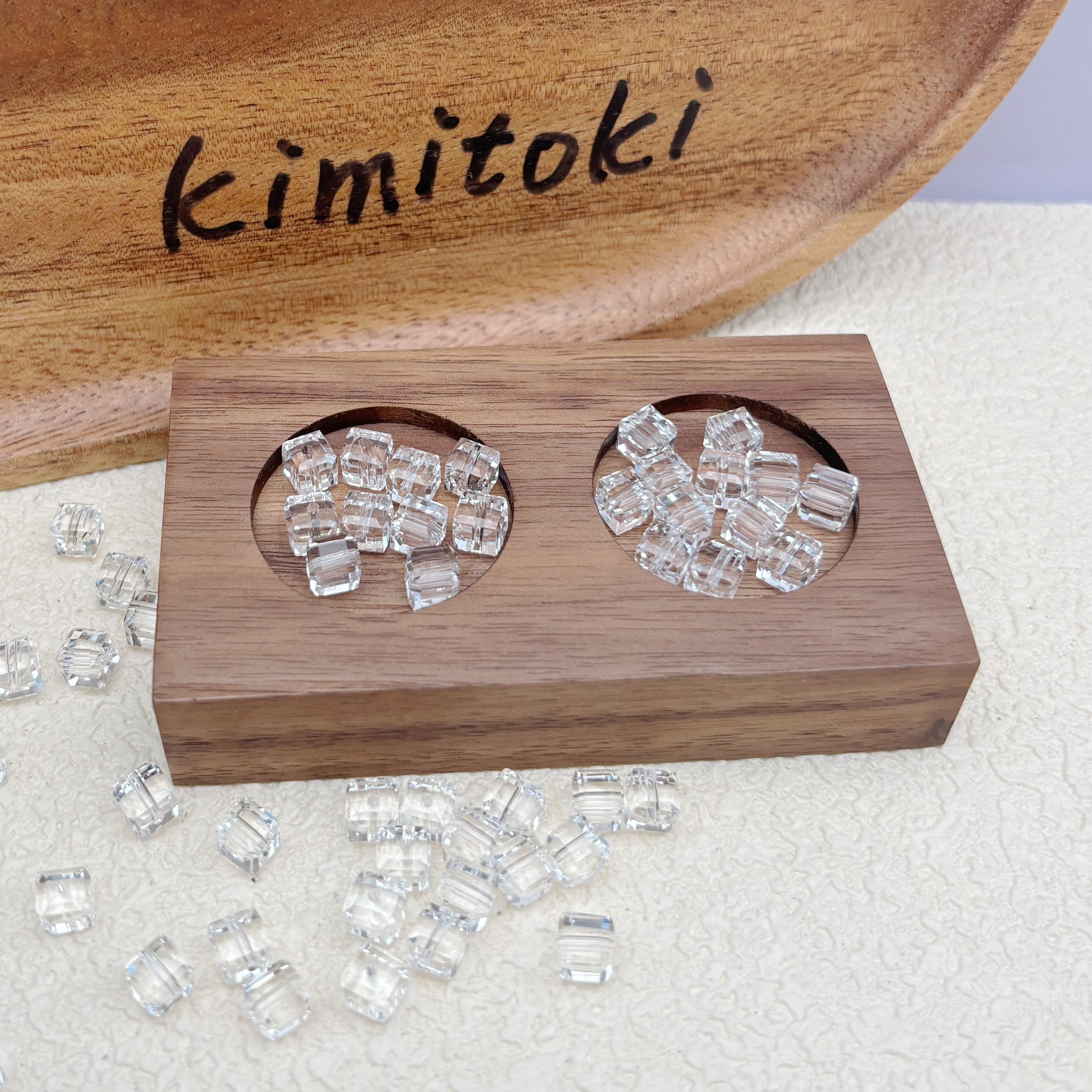 6mm | クリアスワロ風クリスタルガラスキューブビーズ