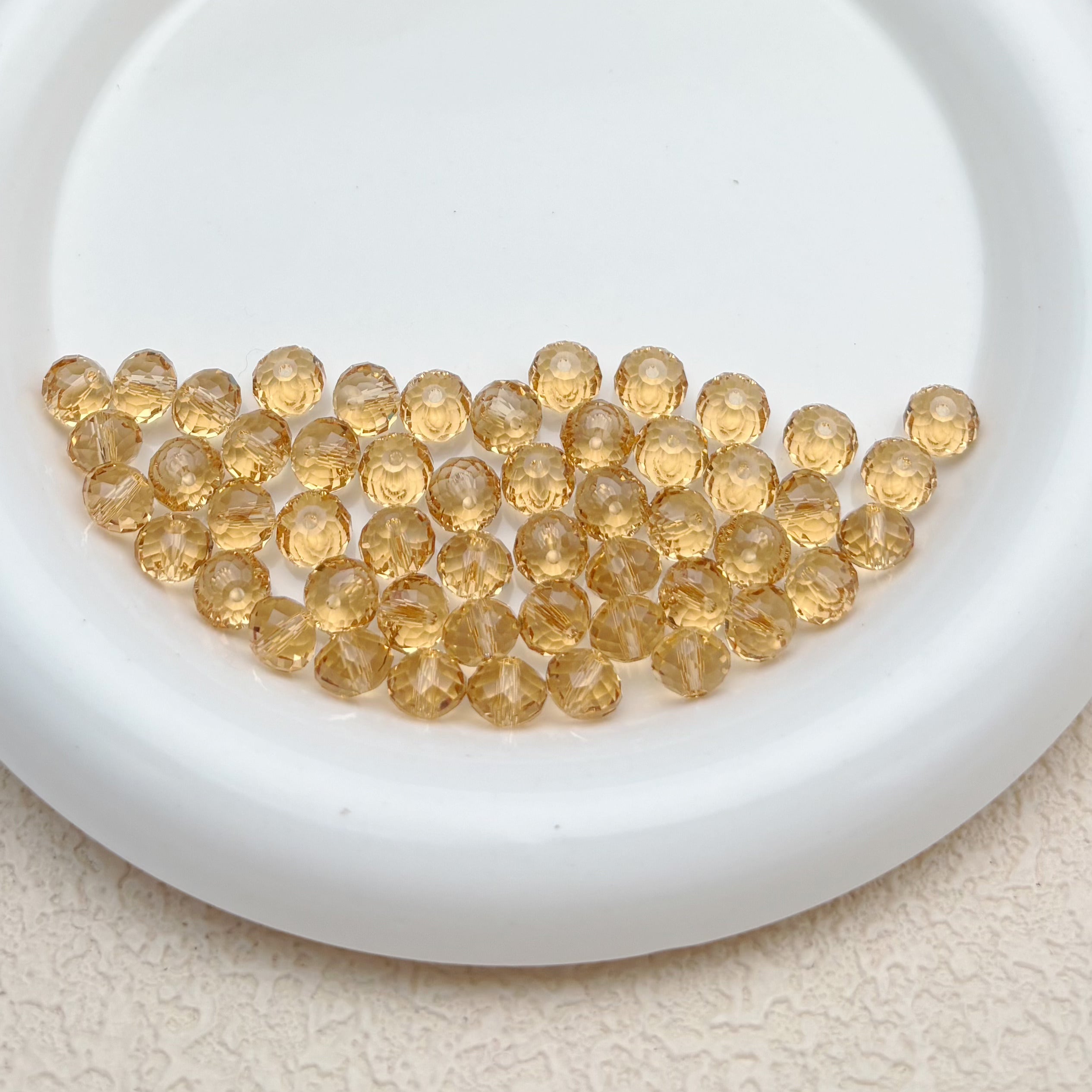 8mm | キャラメルベージュスワロ風クリスタルガラスロンデルビーズ