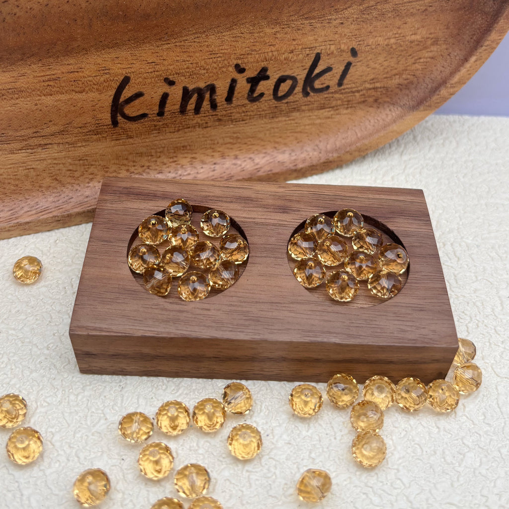 8mm | キャラメルベージュスワロ風クリスタルガラスロンデルビーズ