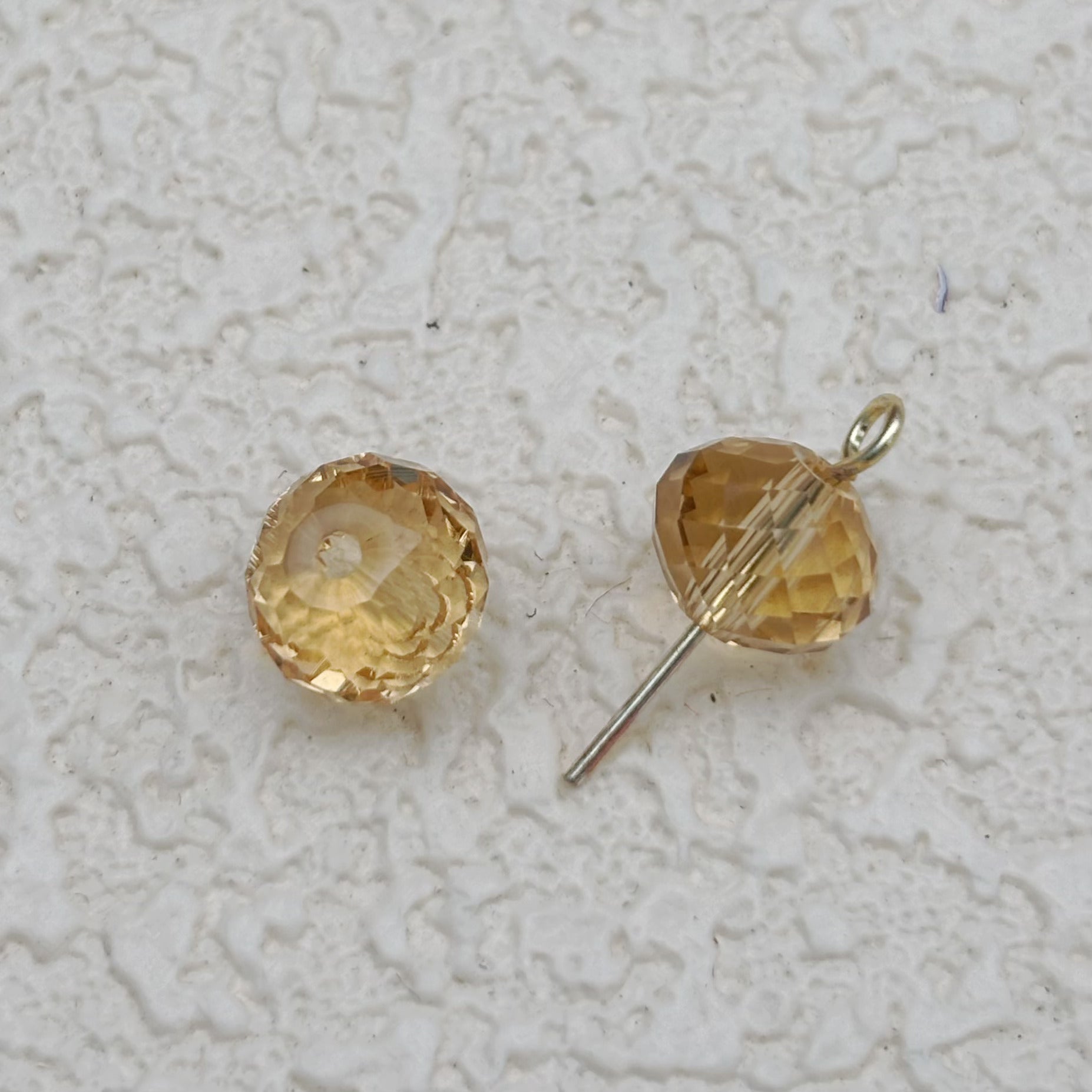 8mm | キャラメルベージュスワロ風クリスタルガラスロンデルビーズ