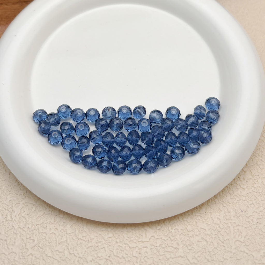 8mm | スモークブルースワロ風クリスタルガラスロンデルビーズ