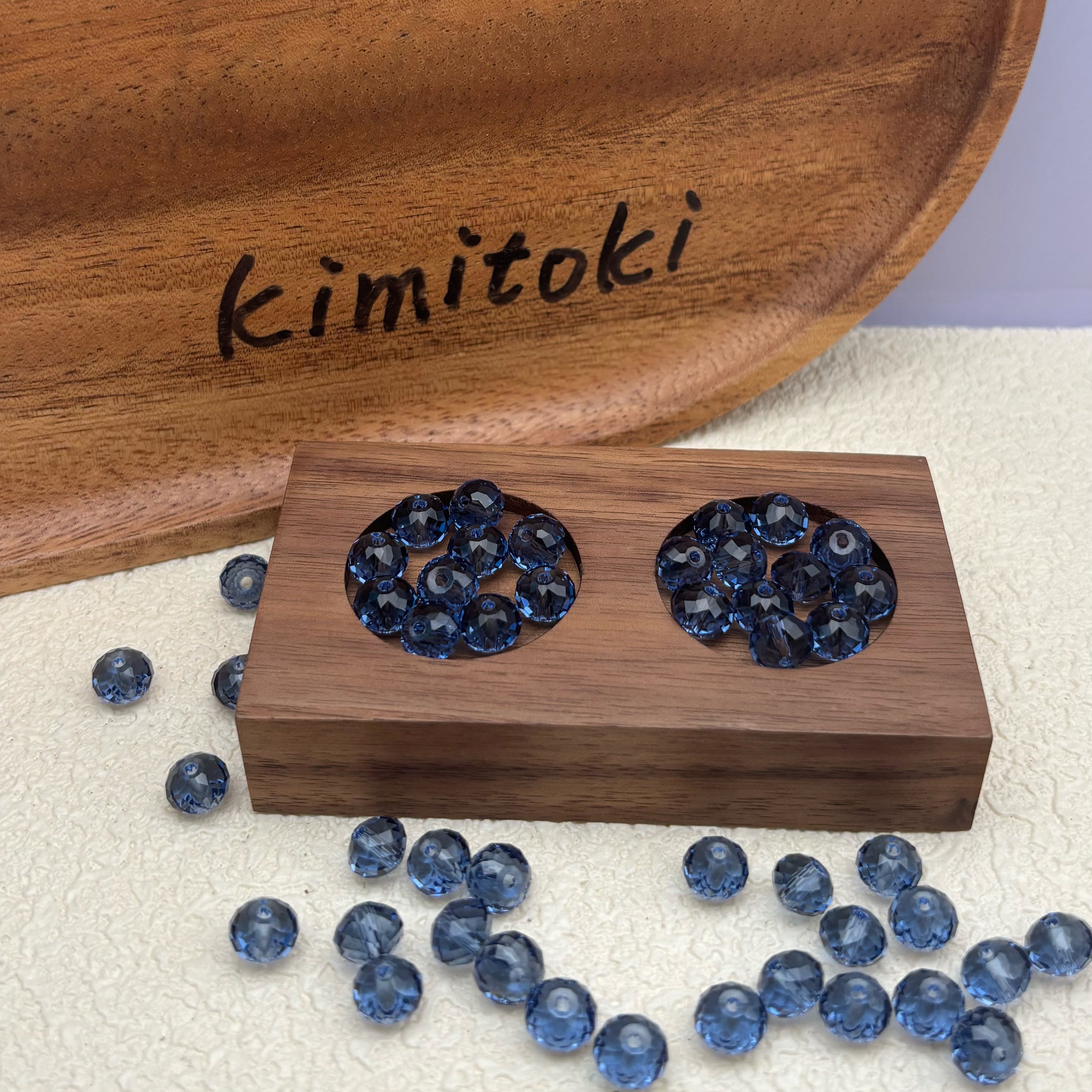 8mm | スモークブルースワロ風クリスタルガラスロンデルビーズ