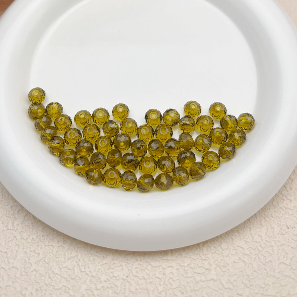 8mm | カーキ色スワロ風クリスタルガラスロンデルビーズ