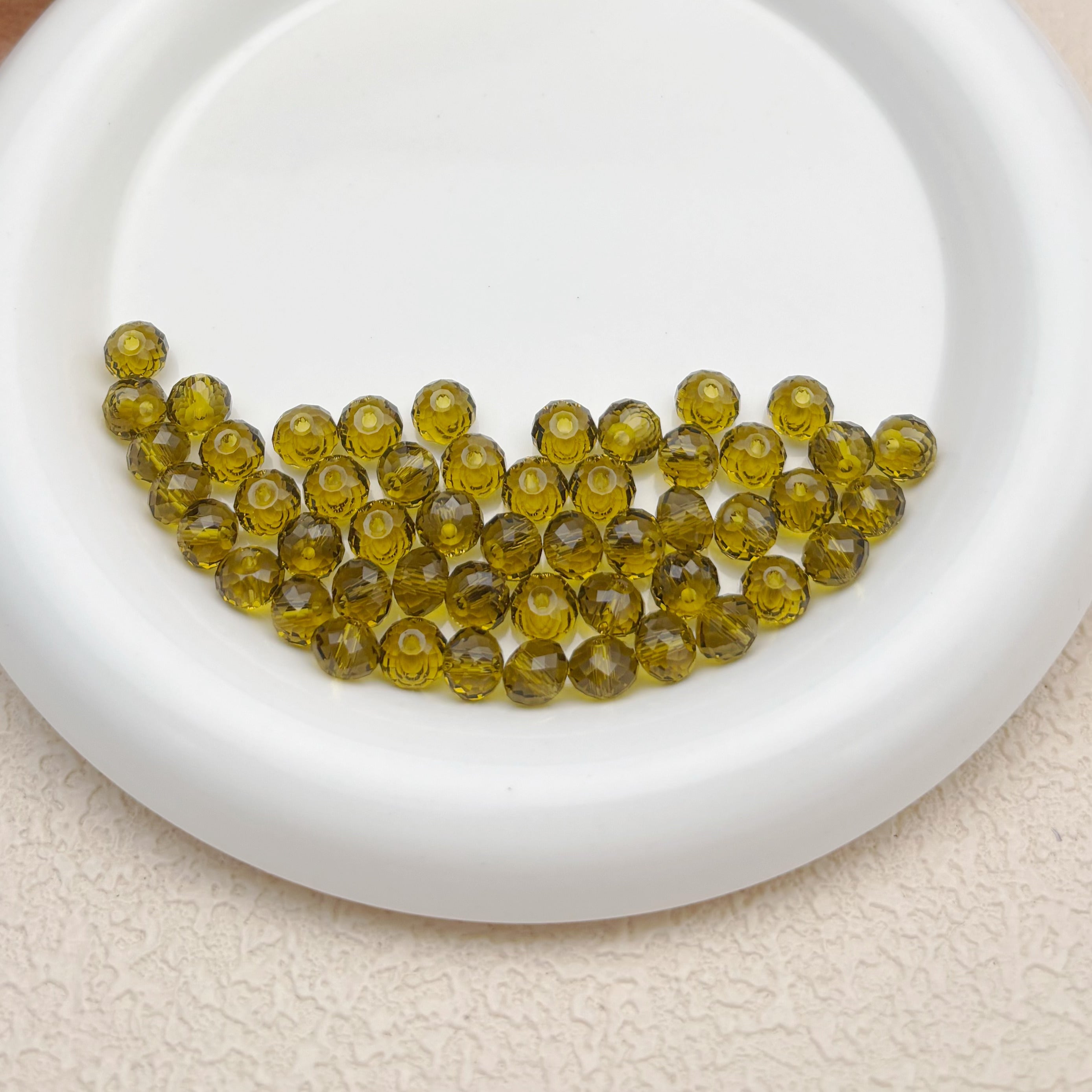 8mm | カーキ色スワロ風クリスタルガラスロンデルビーズ