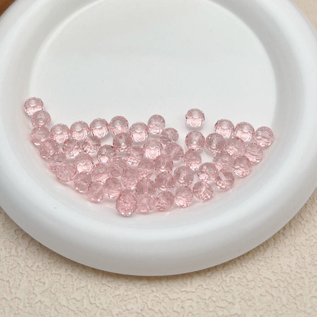 8mm | ピンクスワロ風クリスタルガラスロンデルビーズ