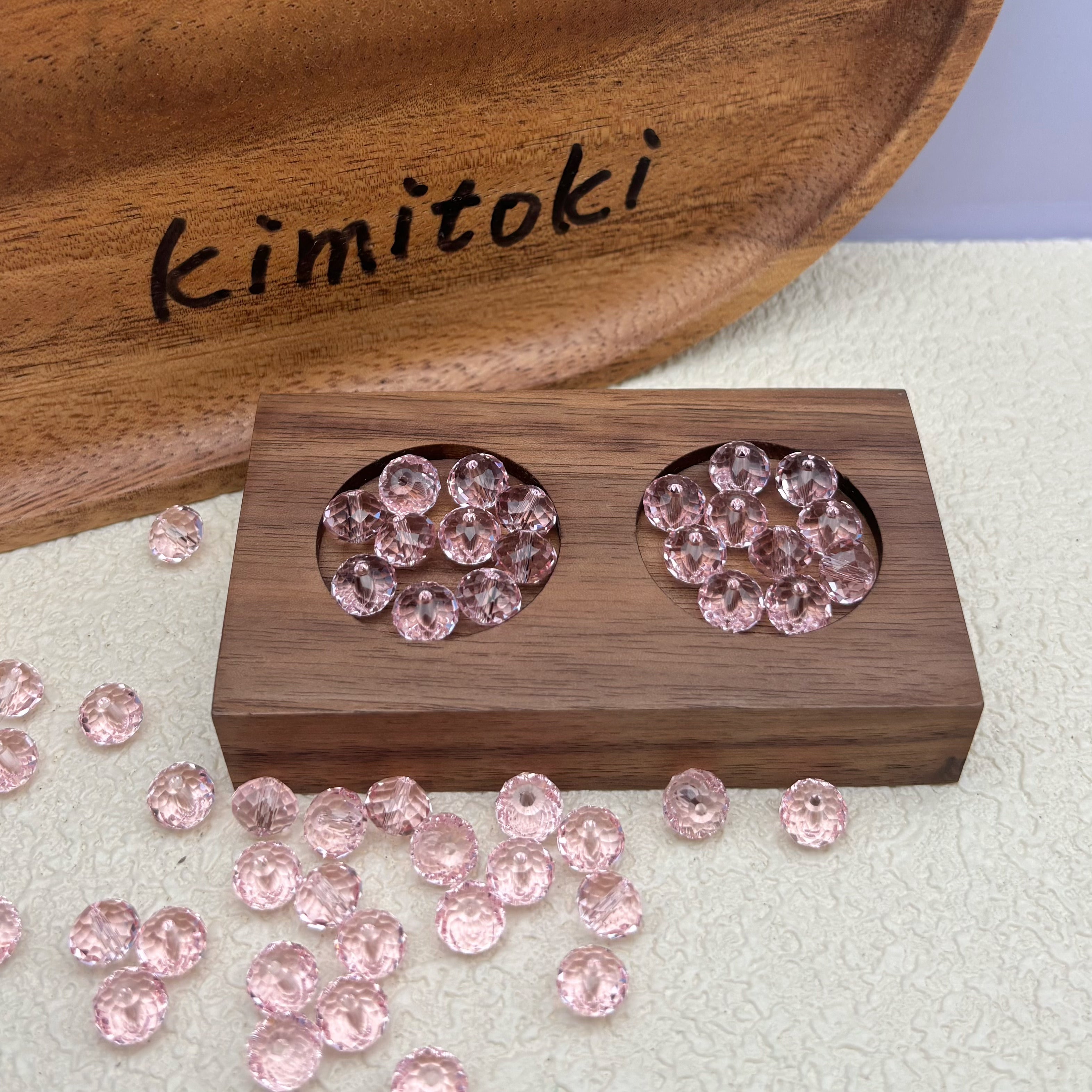 8mm | ピンクスワロ風クリスタルガラスロンデルビーズ