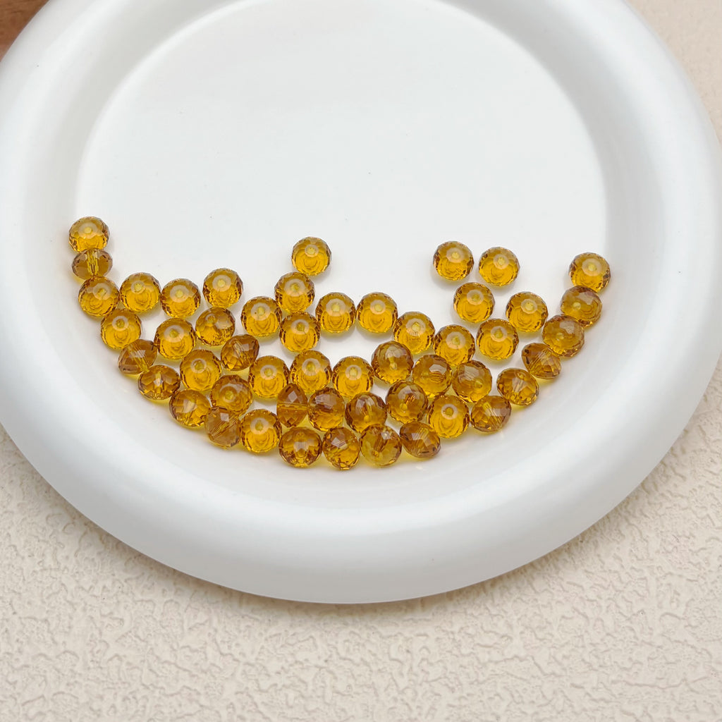 8mm | キャメルスワロ風クリスタルガラスロンデルビーズ