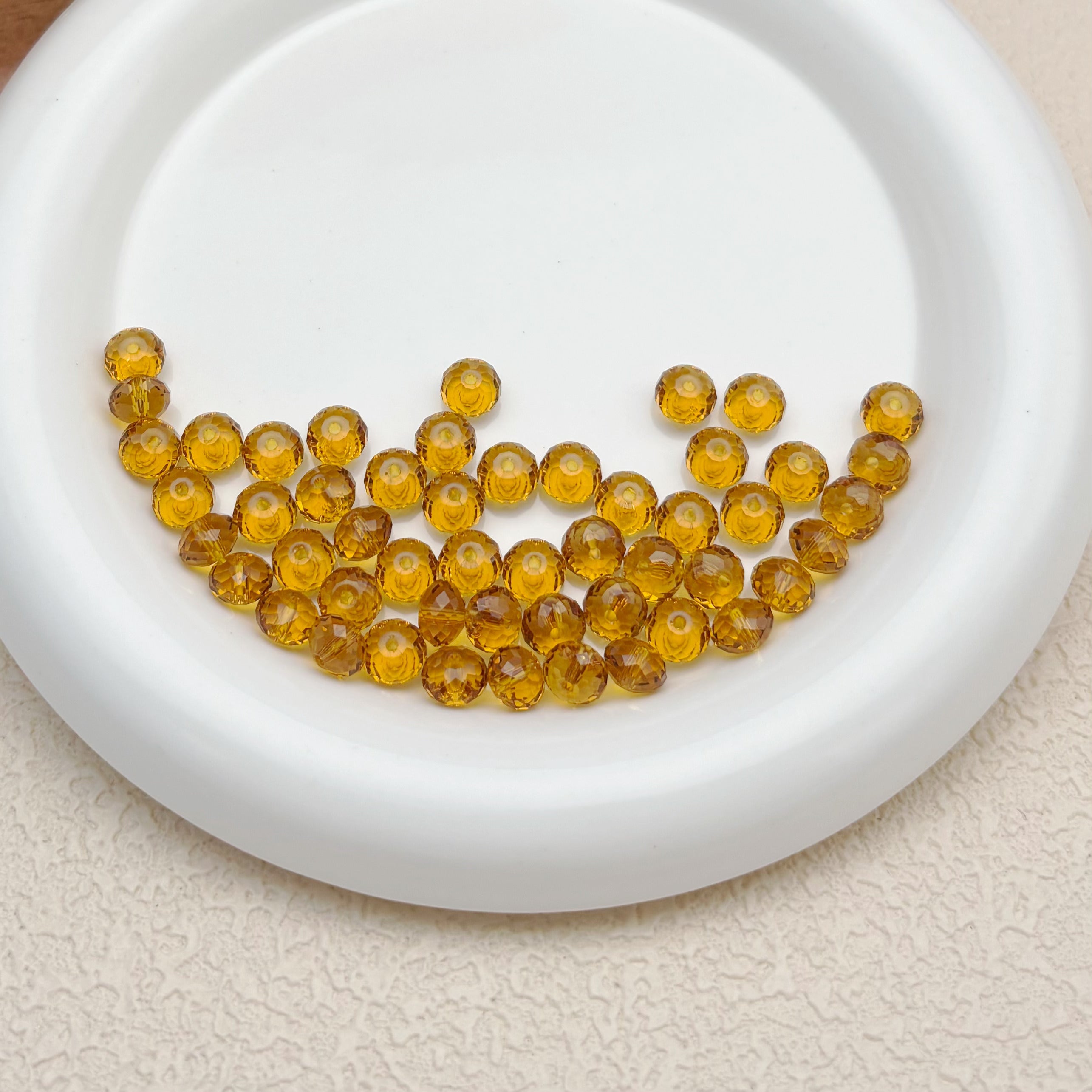 8mm | キャメルスワロ風クリスタルガラスロンデルビーズ