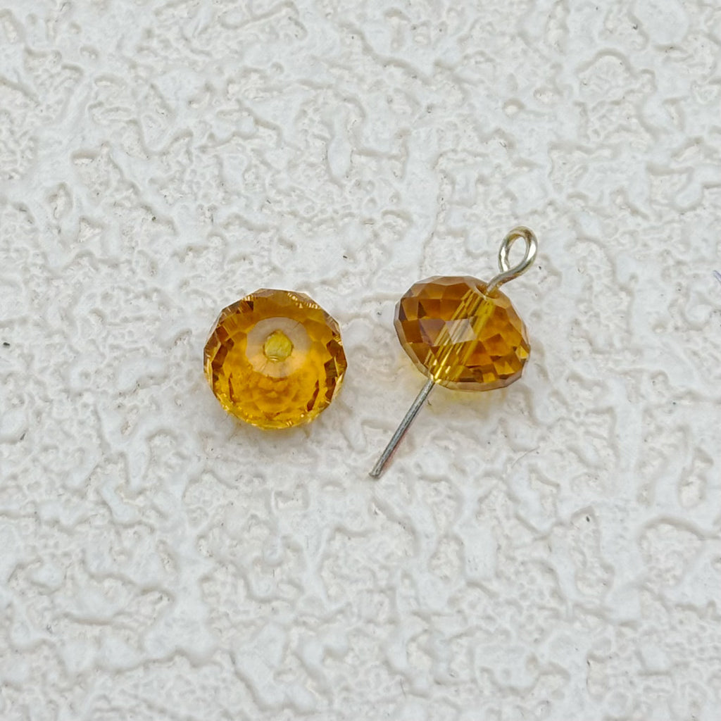 8mm | キャメルスワロ風クリスタルガラスロンデルビーズ