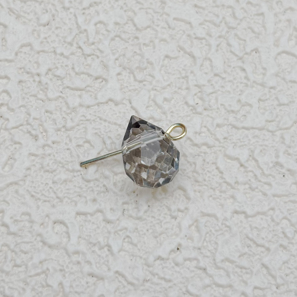 8mm | クリアグレー x オーロラカラーのドロップビーズ