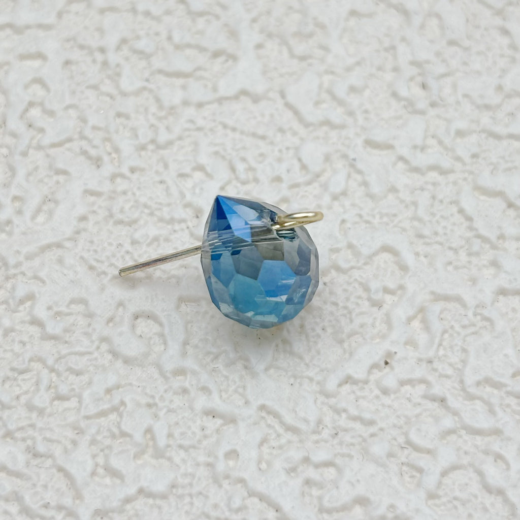 8mm | ネイビーブルー x オーロラカラーのドロップビーズ