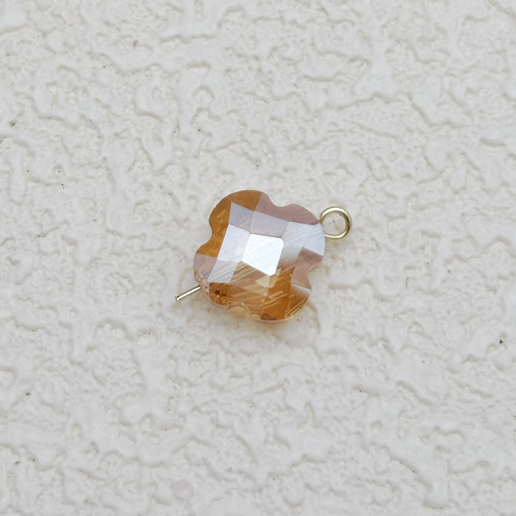 12mm | シャンパンカラー x オーロラカラーの四つ葉ビーズ