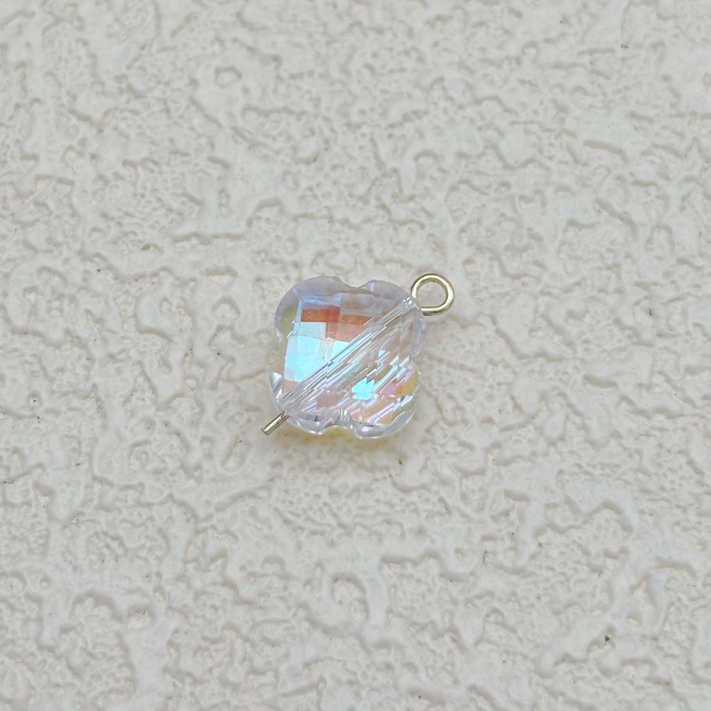 12mm | クリア x オーロラカラーの四つ葉ビーズ