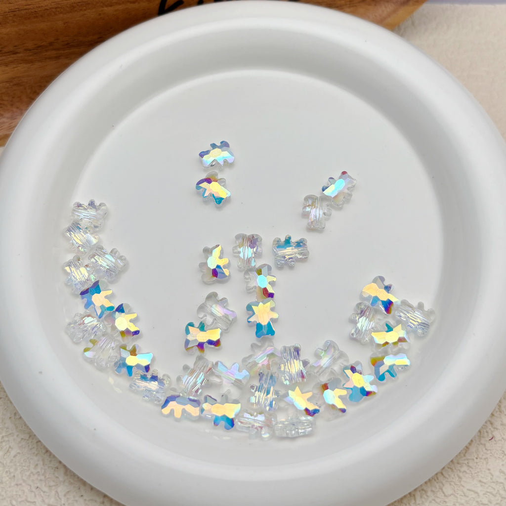 8mm*10mm | クリア x オーロラカラーのグミベアビーズ