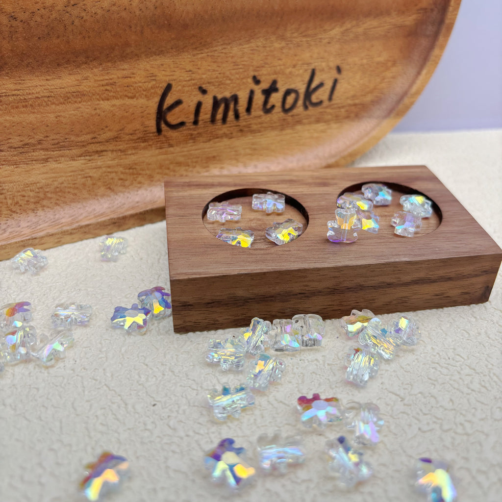 8mm*10mm | クリア x オーロラカラーのグミベアビーズ