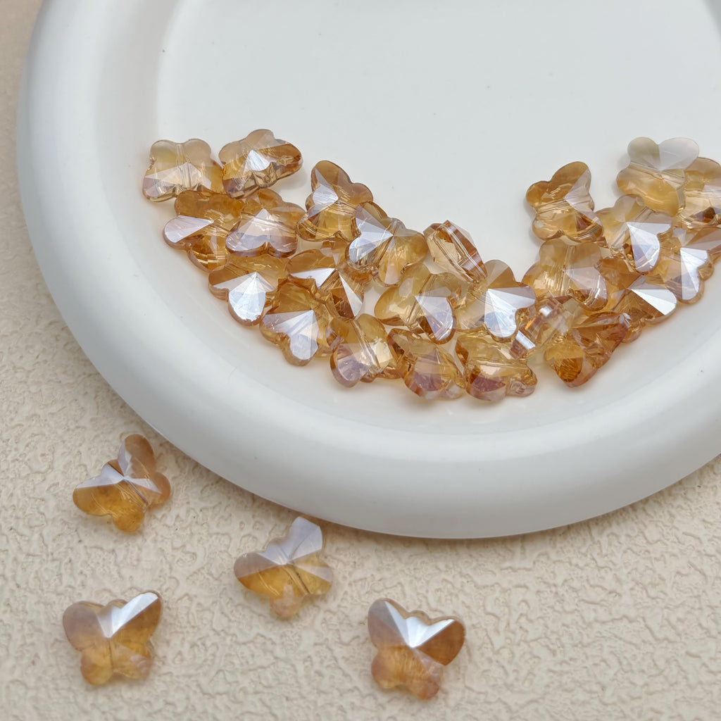 14mm | シャンパンカラー x オーロラカラーの蝶型ビーズ