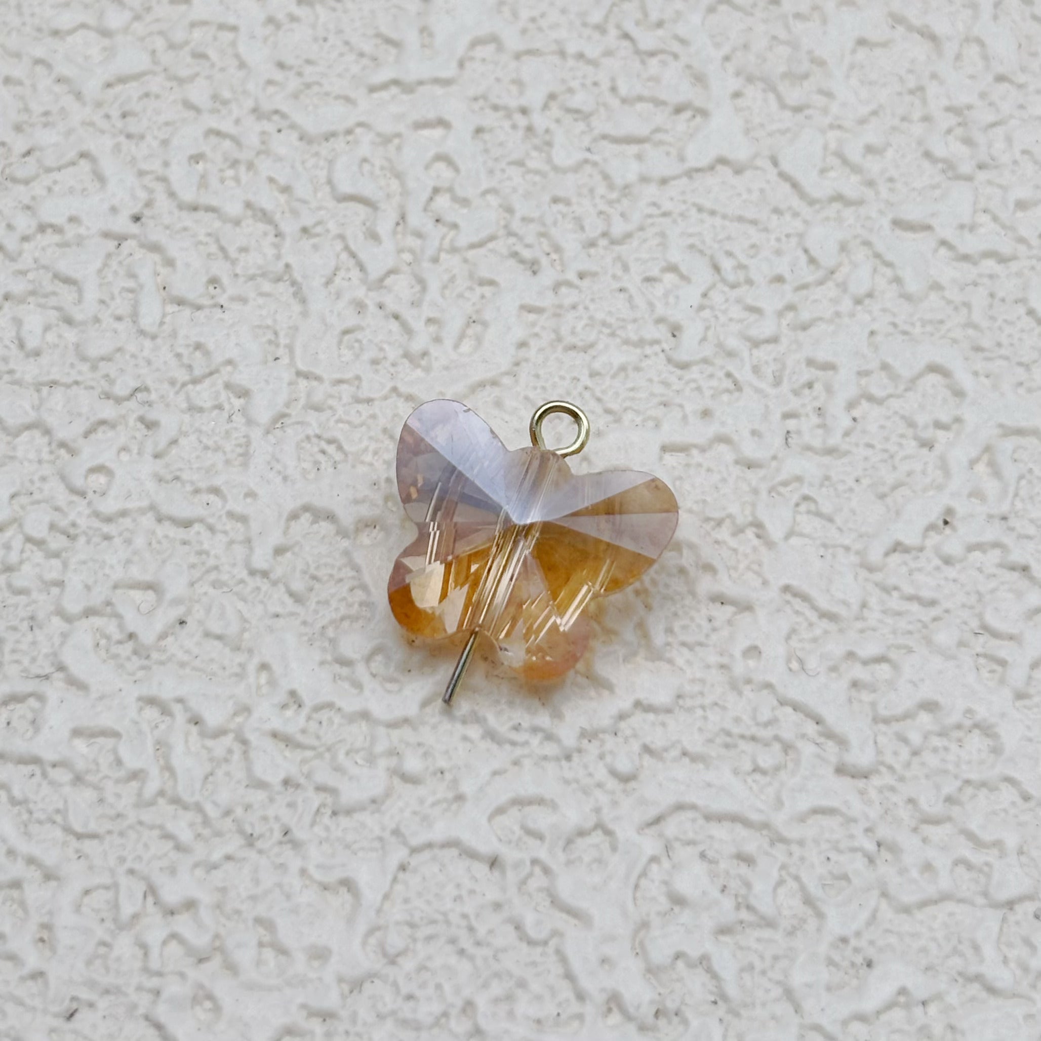 14mm | シャンパンカラー x オーロラカラーの蝶型ビーズ