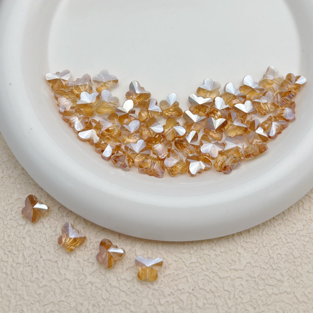 10mm | シャンパンカラー x オーロラカラーの蝶型ビーズ