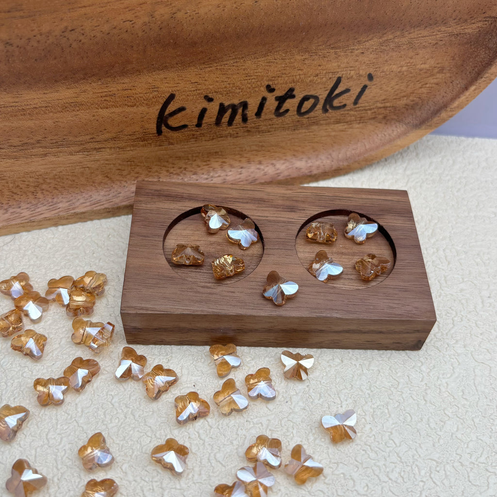 10mm | シャンパンカラー x オーロラカラーの蝶型ビーズ