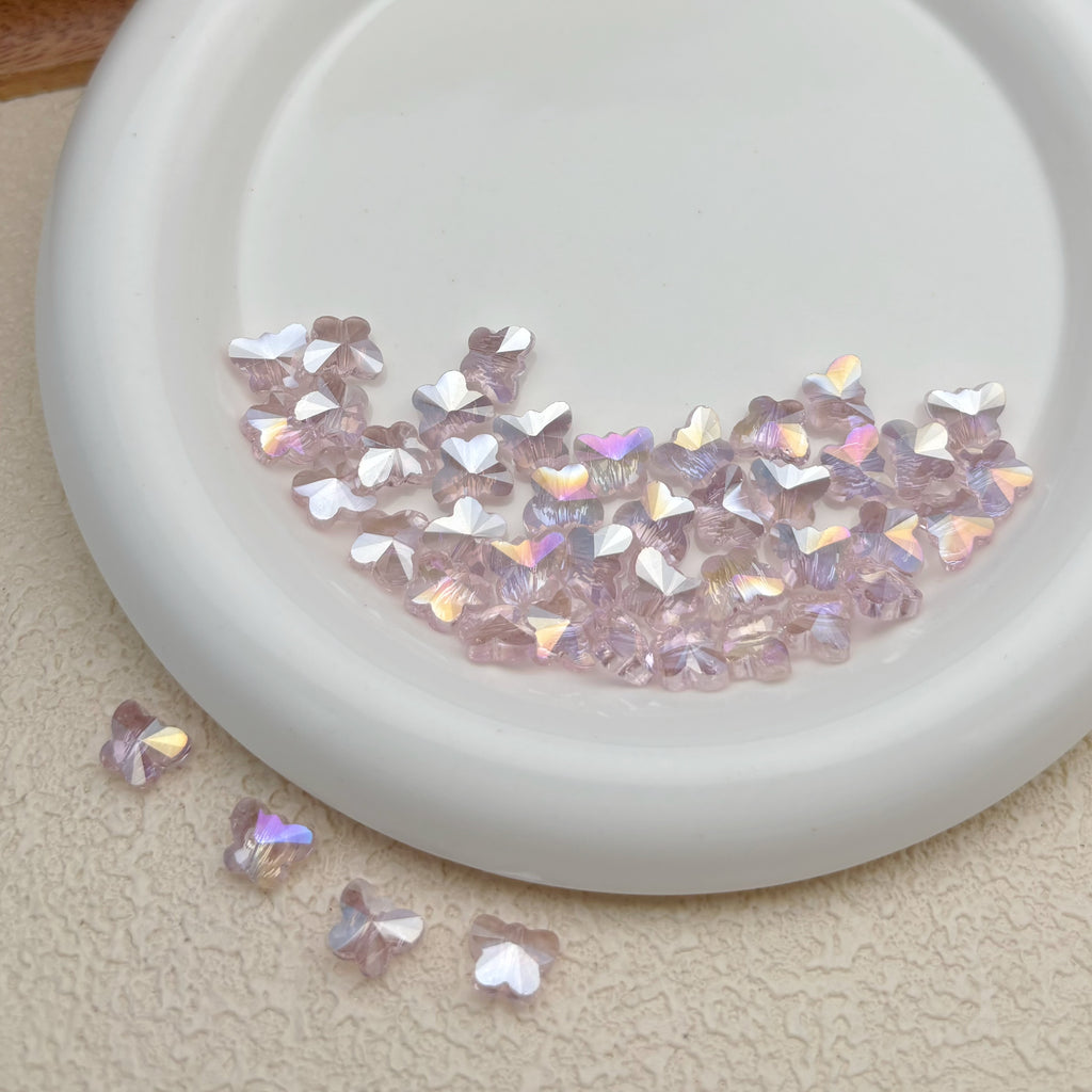 10mm | ピンク x オーロラカラーの蝶型ビーズ