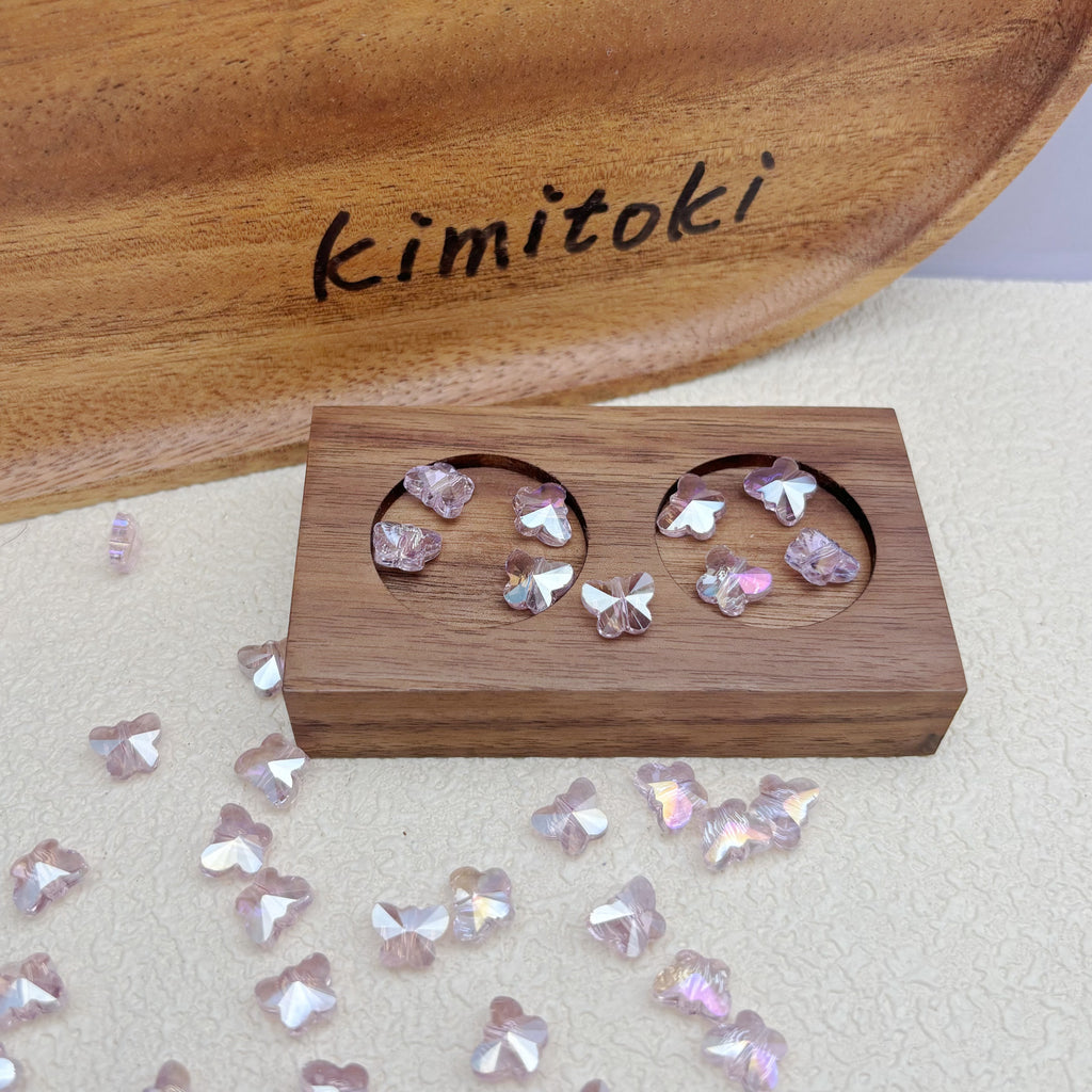 10mm | ピンク x オーロラカラーの蝶型ビーズ