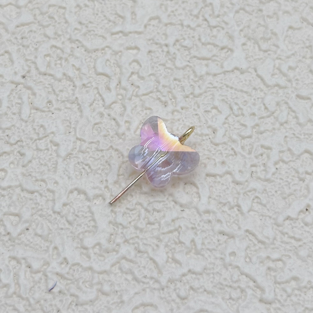 10mm | ピンク x オーロラカラーの蝶型ビーズ