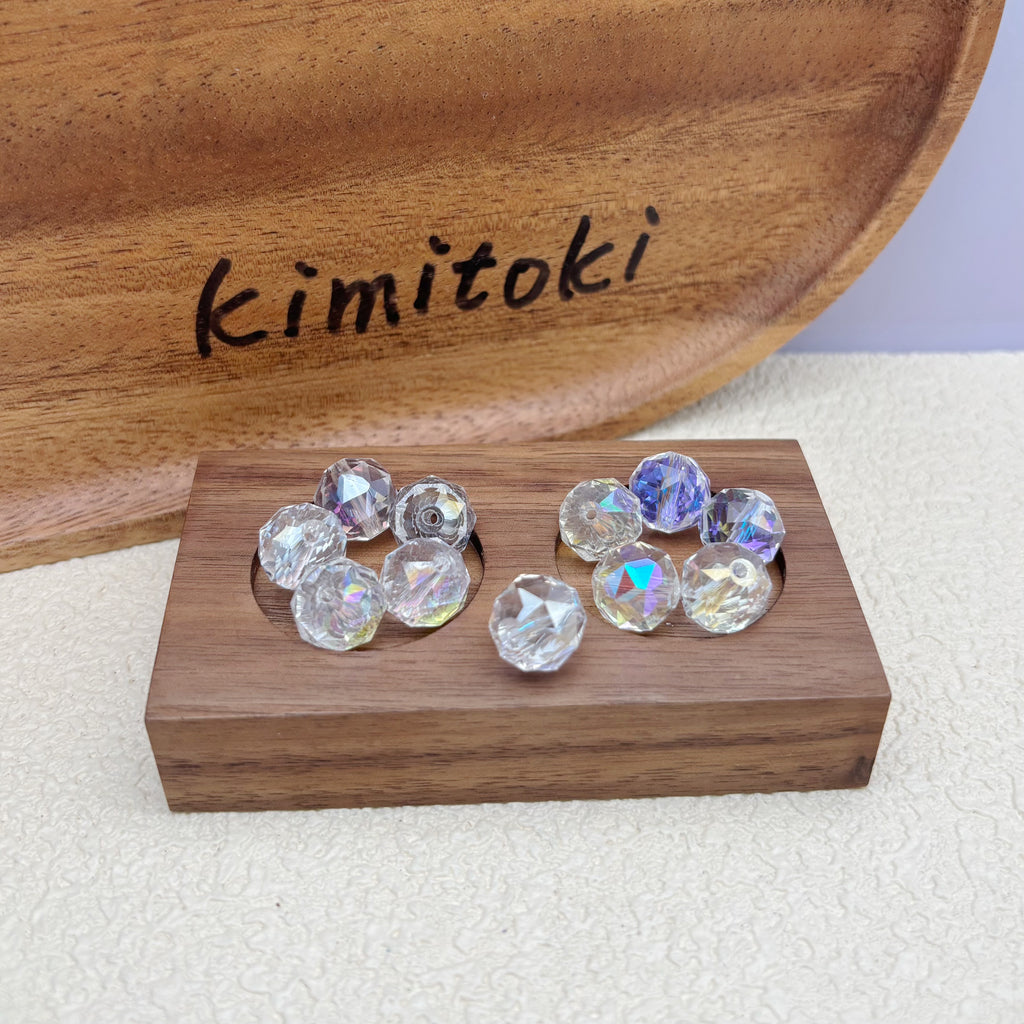 12mm | クリア x オーロラカラーのミラーボールカットビーズ