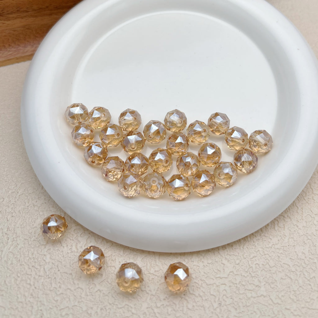 12mm | シャンパンカラー x オーロラカラーのミラーボールカットビーズ