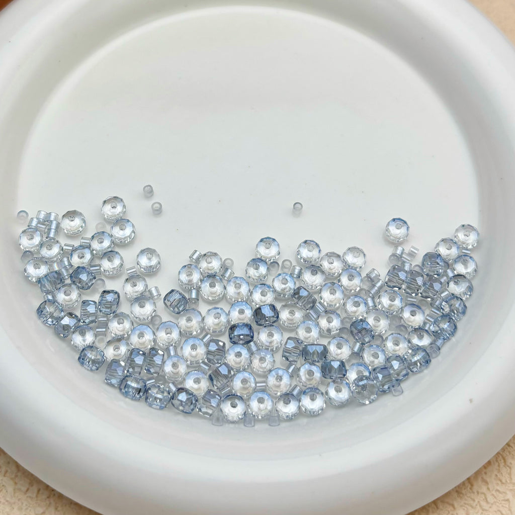 6mm | スモークブルー x オーロラカラーのロンデルビーズ