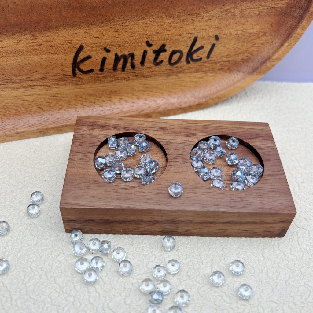 6mm | スモークブルー x オーロラカラーのロンデルビーズ