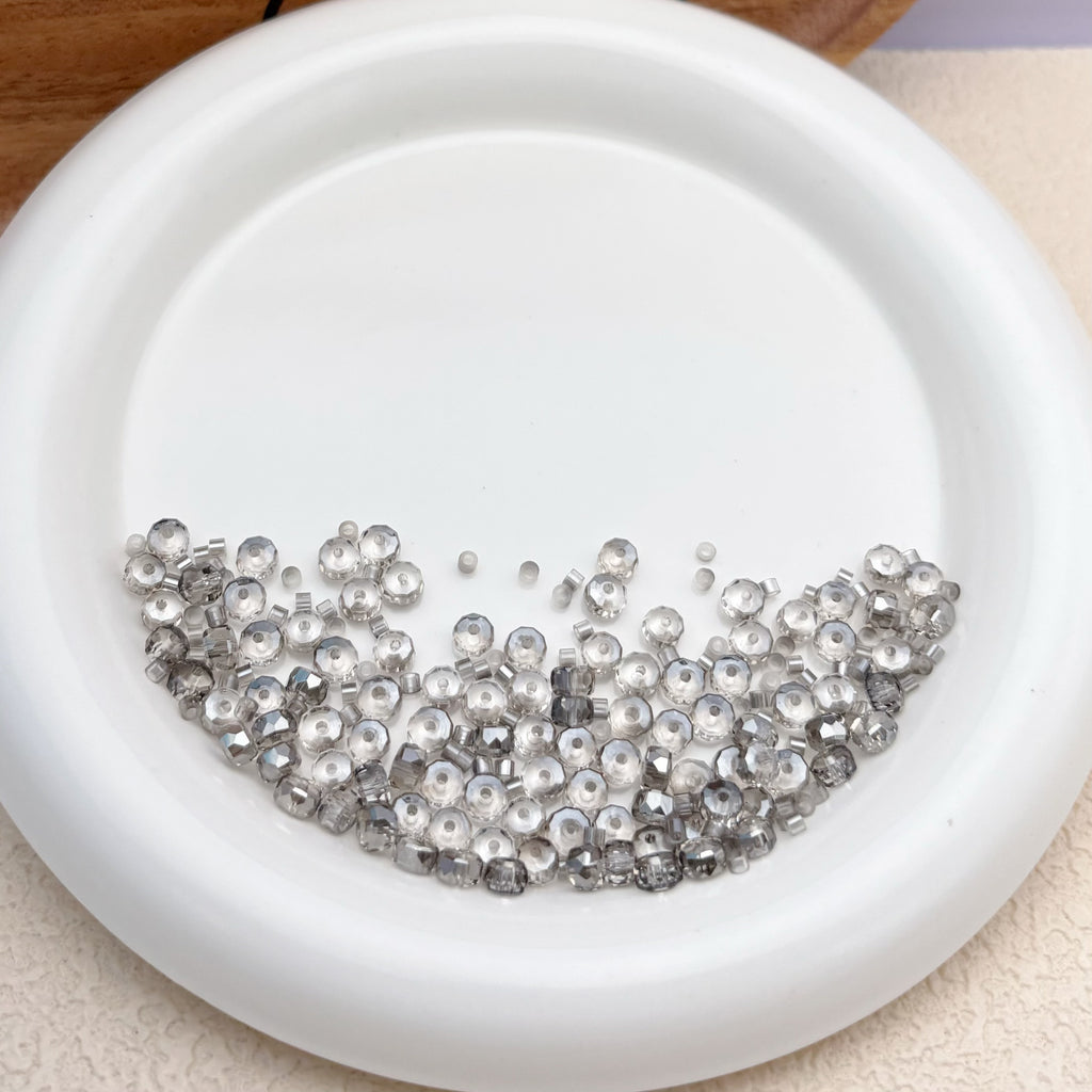 6mm | クリアグレー x オーロラカラーのロンデルビーズ