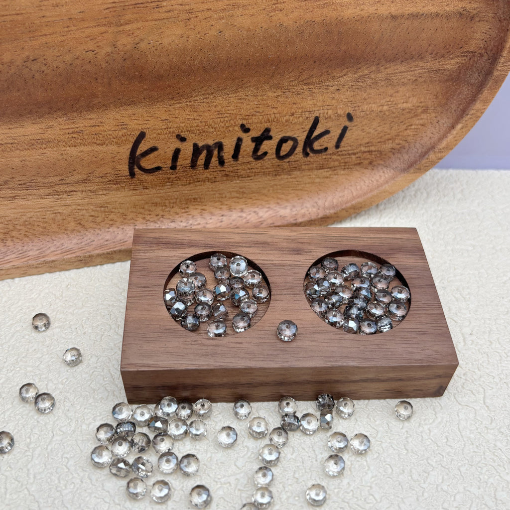 6mm | クリアグレー x オーロラカラーのロンデルビーズ