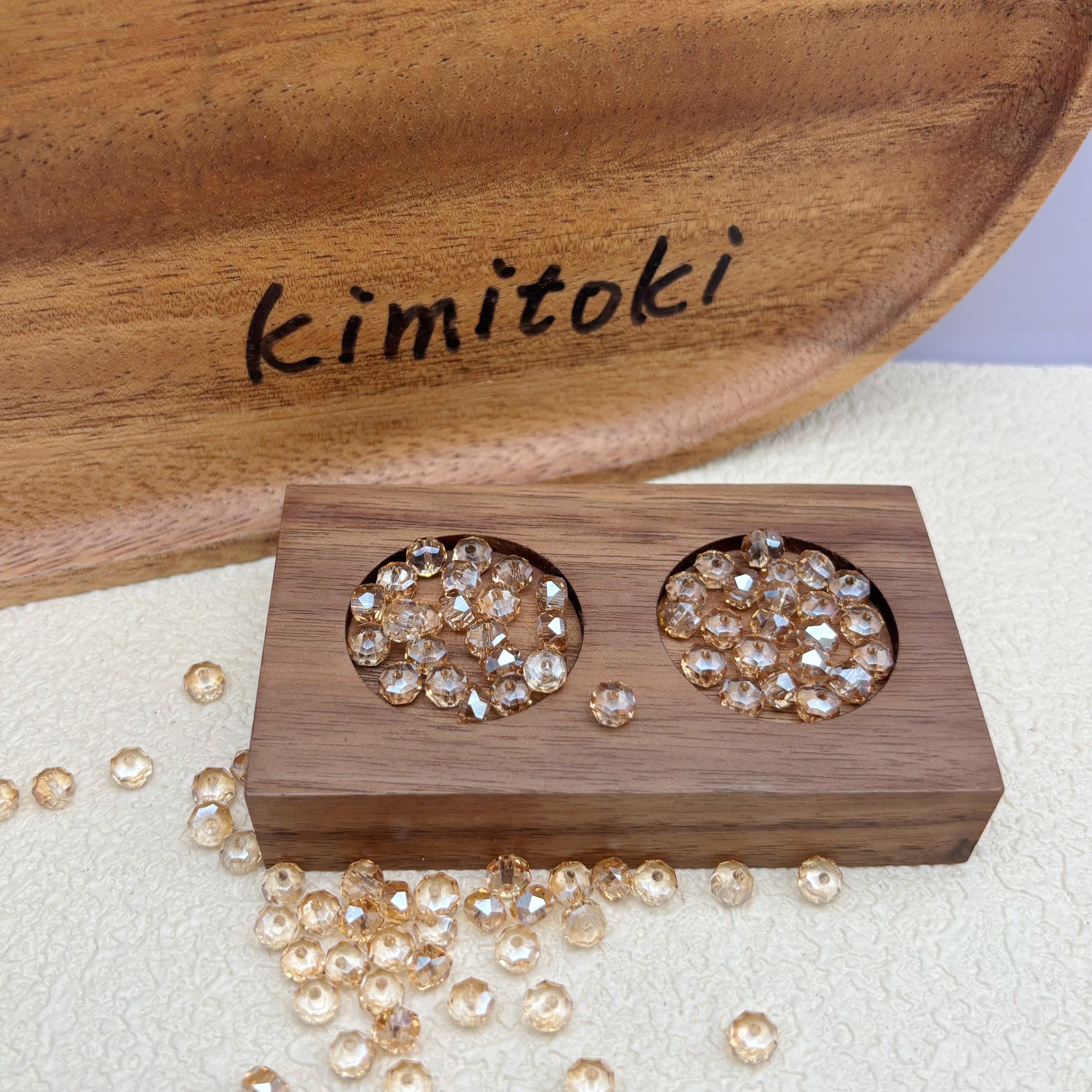 6mm | シャンパンカラー x オーロラカラーのロンデルビーズ