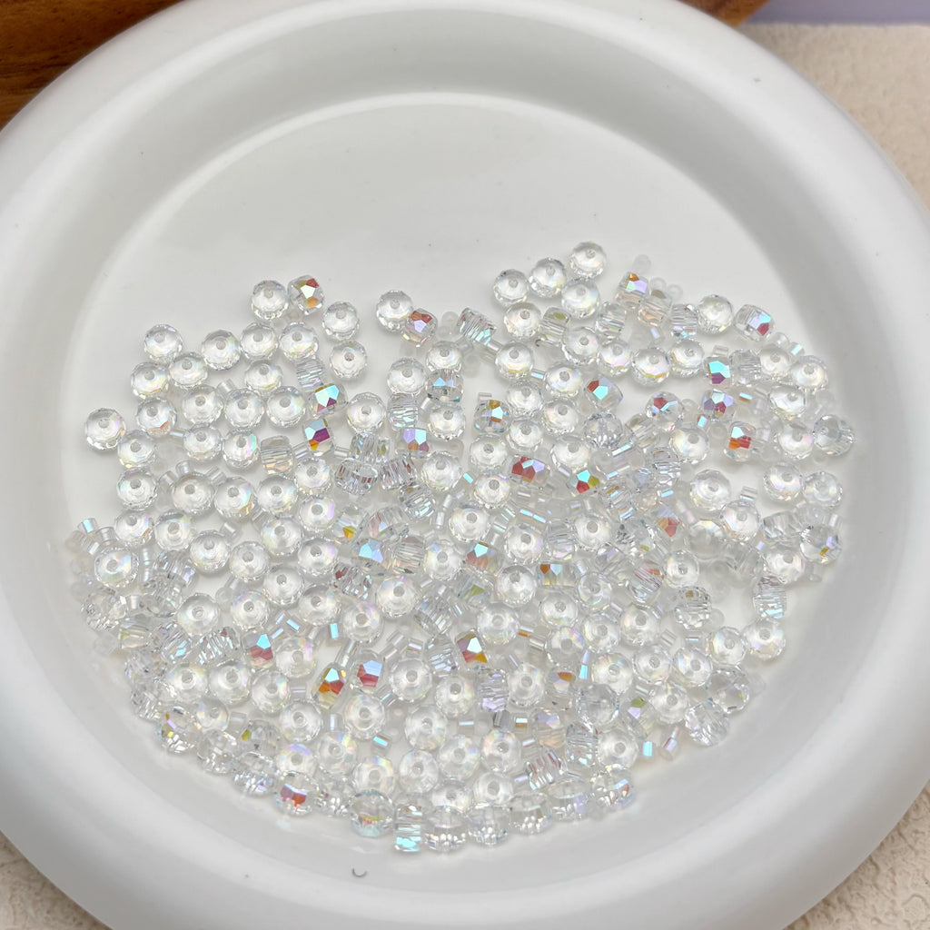6mm | クリア x オーロラカラーのロンデルビーズ