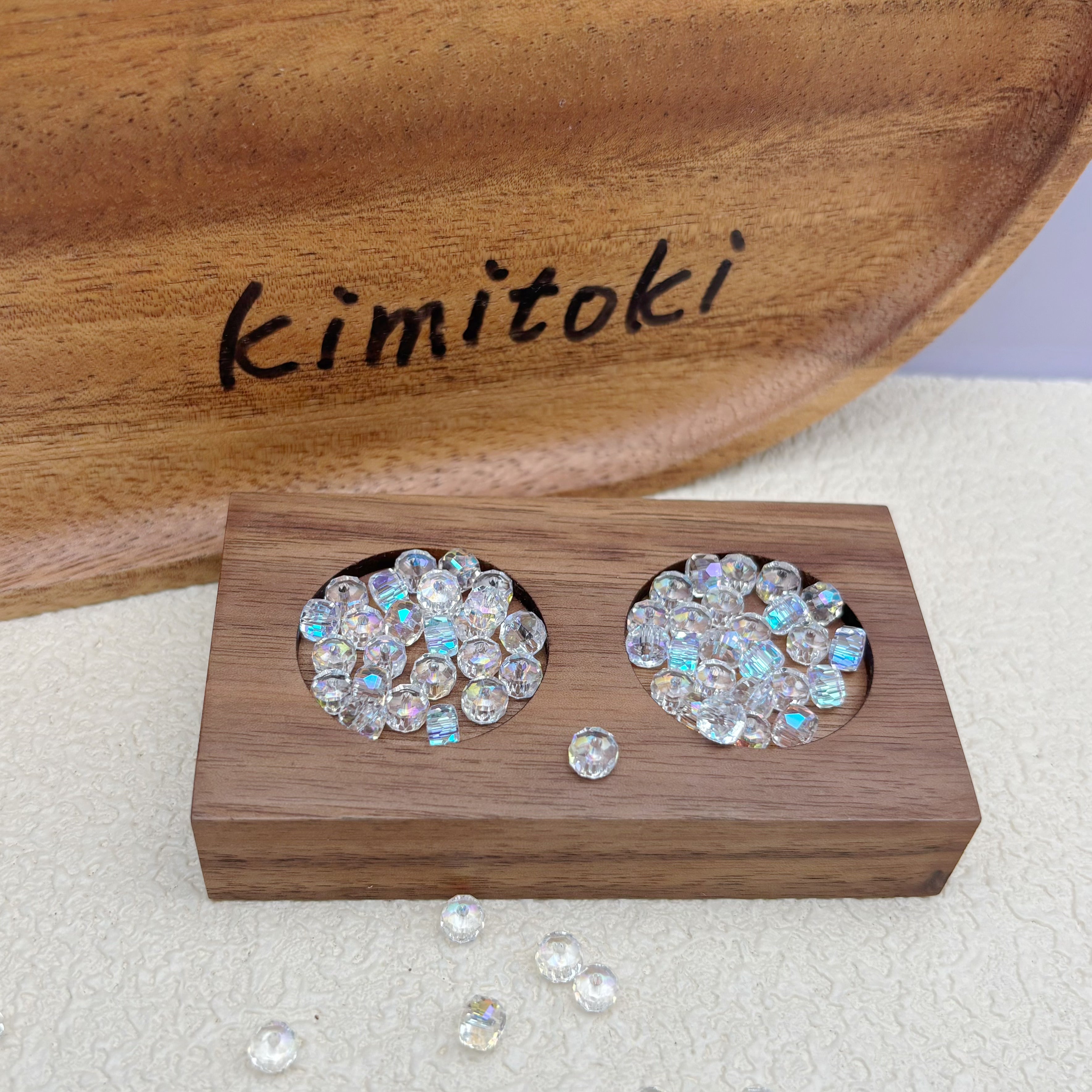 6mm | クリア x オーロラカラーのロンデルビーズ