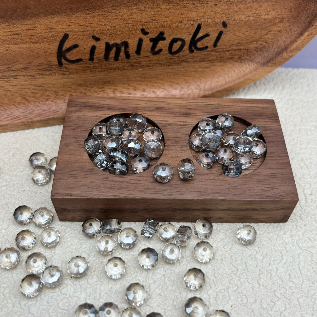 8mm | クリアグレー x オーロラカラーのロンデルビーズ