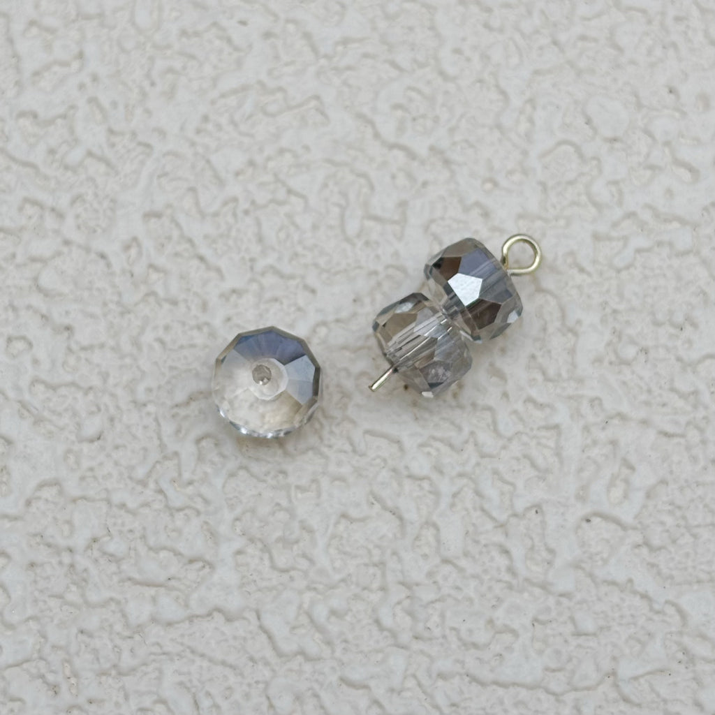 8mm | クリアグレー x オーロラカラーのロンデルビーズ