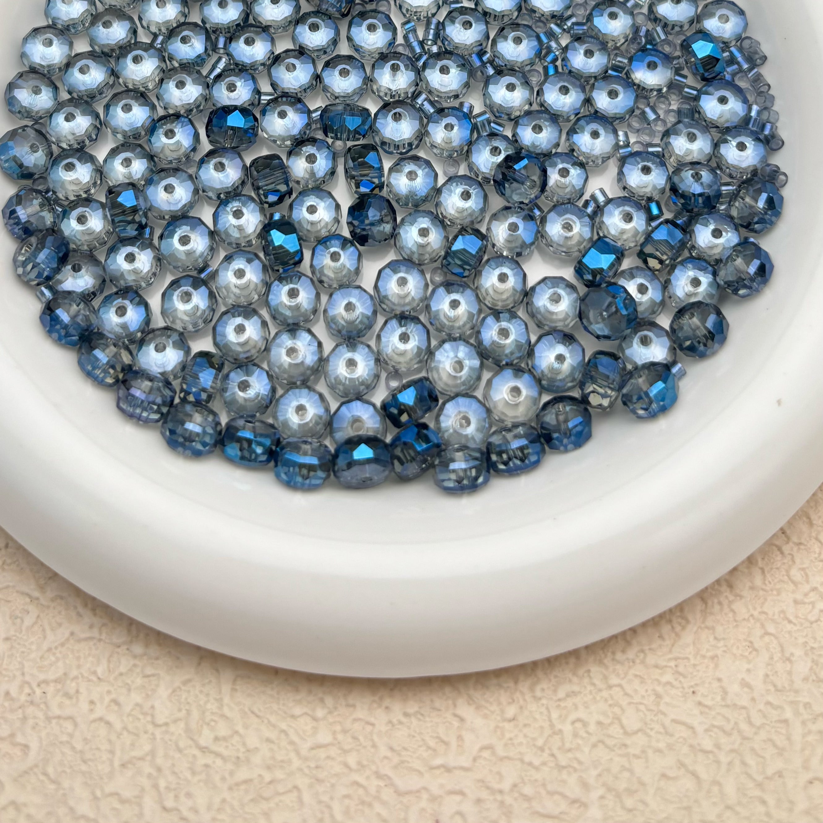 8mm | ネイビーブルー x オーロラカラーのロンデルビーズ