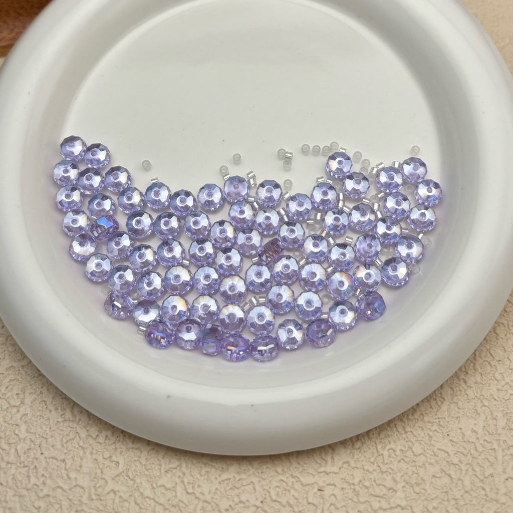 8mm | ラベンダー x オーロラカラーのロンデルビーズ