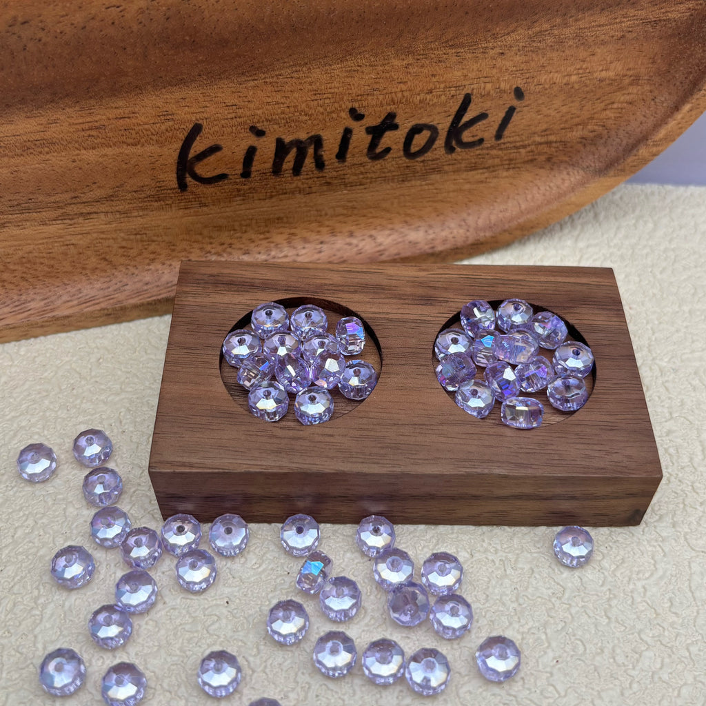 8mm | ラベンダー x オーロラカラーのロンデルビーズ