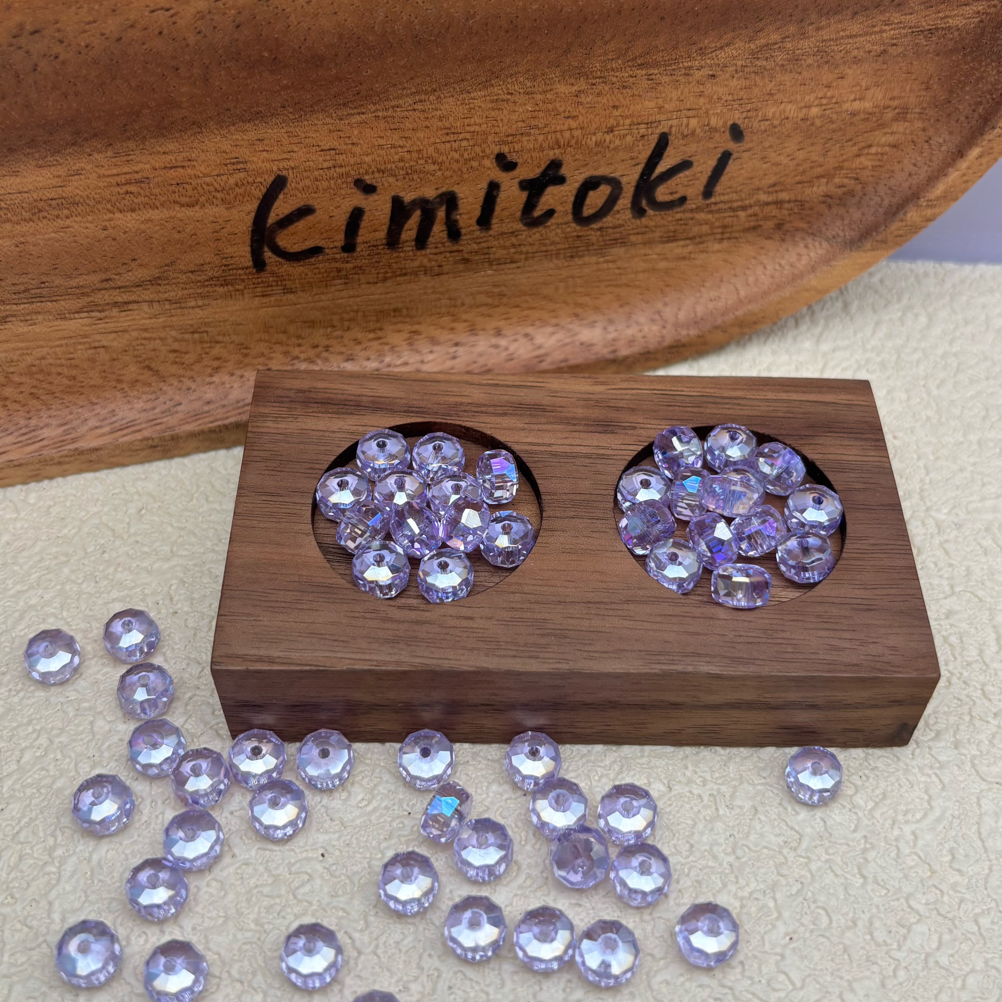 8mm | ラベンダー x オーロラカラーのロンデルビーズ