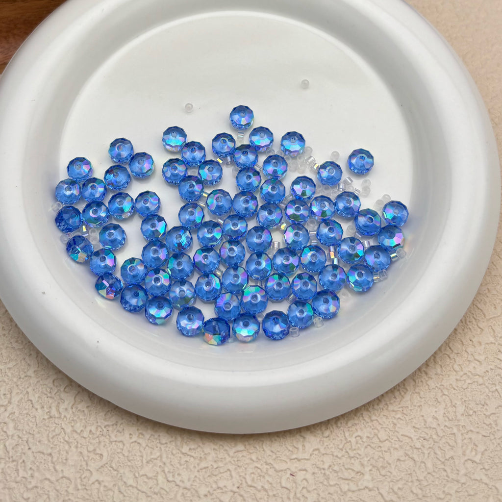 8mm | スカイブルー x オーロラカラーのロンデルビーズ